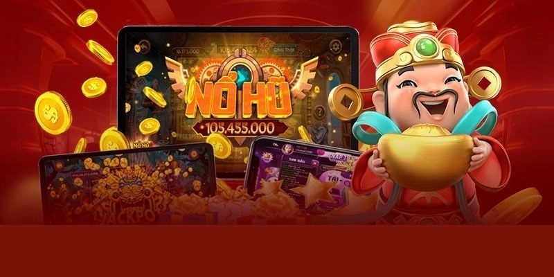 Khi biểu tượng 5 thần tài xuất hiện theo hàng, chúc mừng bạn đã nổ hũ
